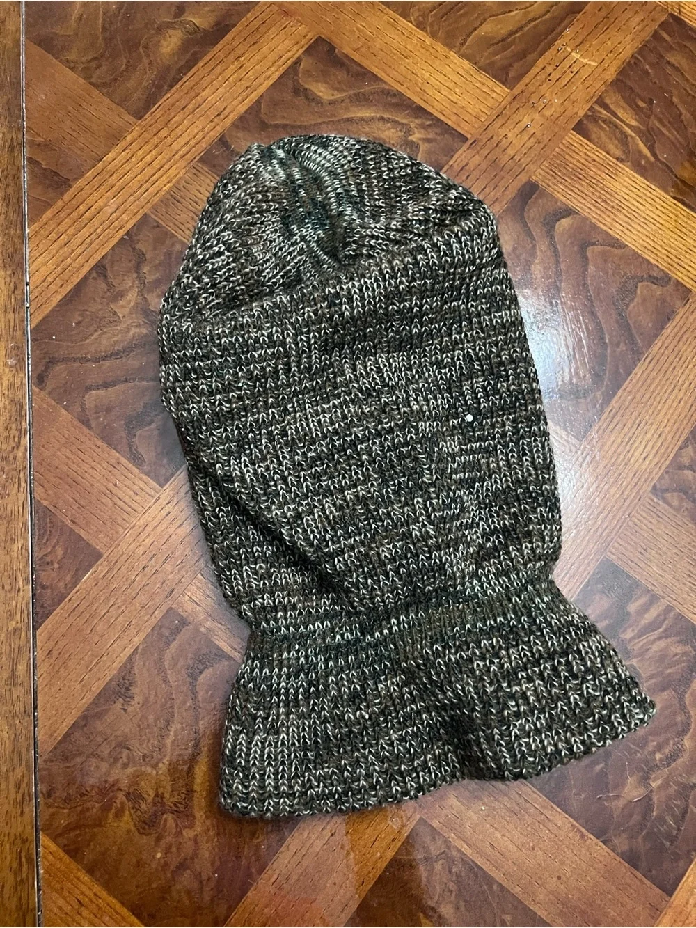 Men's Olive Green Knit Balaclava with Camo Face Panel